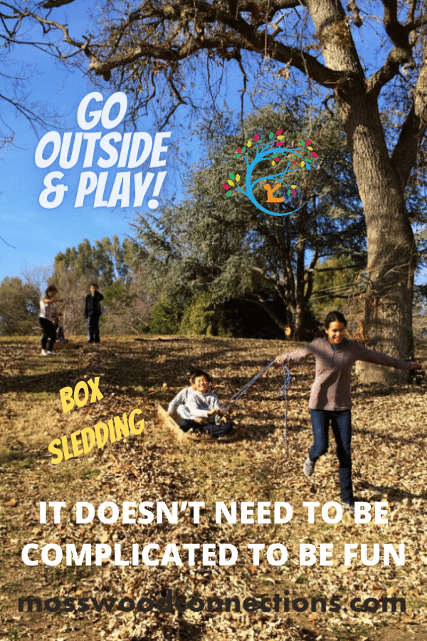 Yesterday the Magic Arrived in Large Cardboard Boxes: Going Box Sledding With the Kids! #outdoorfun #parenting #grossmotor #mosswoodconnections