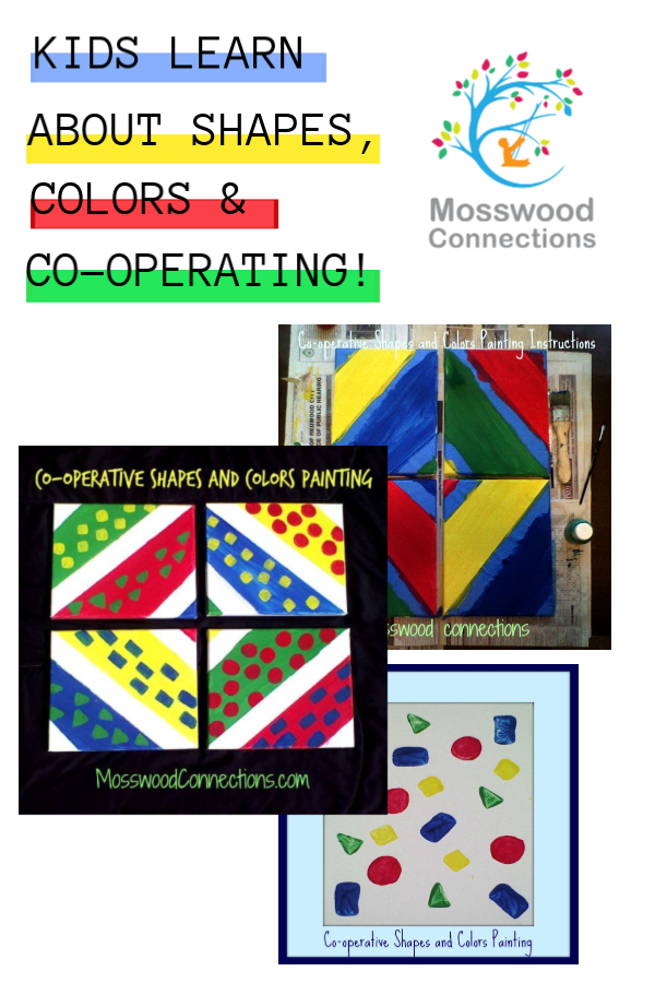 Co-operative Shapes and Colors Painting #mosswoodconneections #groupartprojects #artprojects
