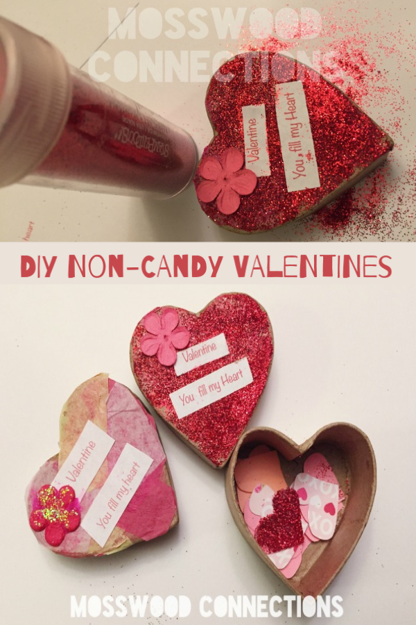 Confetti Heart Boxes Non-Candy Valentines #mosswoodconnections #craftsforkids #Valentines #noncandyvalentine