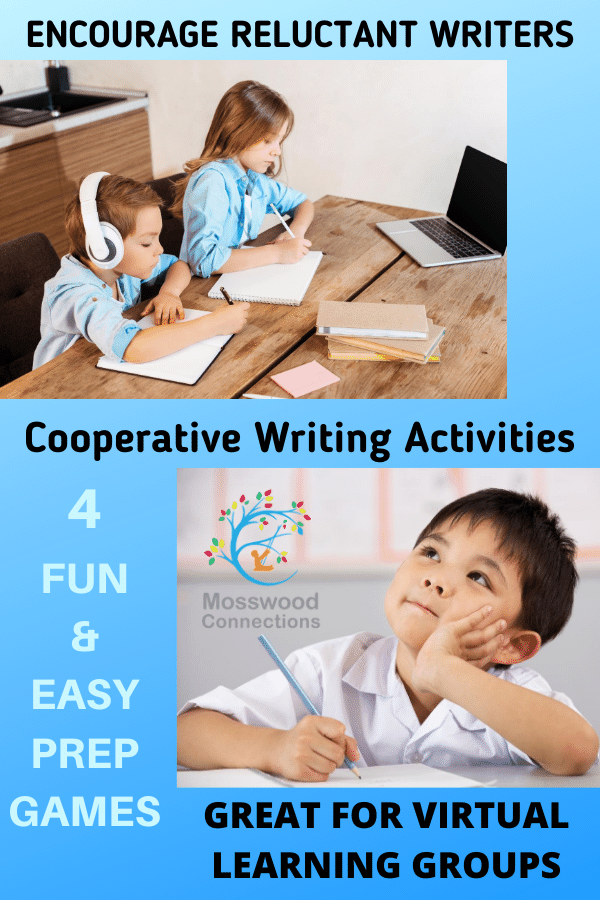 Cooperative Writing Activities - 4 writing activities that encourage reluctant writers #mosswoodconnections #writing #cooperativegames #education #homeschooling Cooperative Writing Activities - Make Writing Fun for Even the Most Reluctant Writer #mosswoodconnections #writing #cooperativegames #education #homeschooling