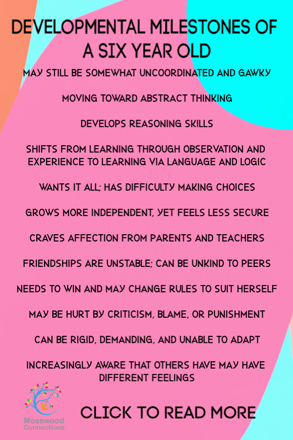 The Flight of a Six Year Old: Developmental Milestones of a Six Year Old #mosswoodconnections #childdevelopment #parenting #milestones