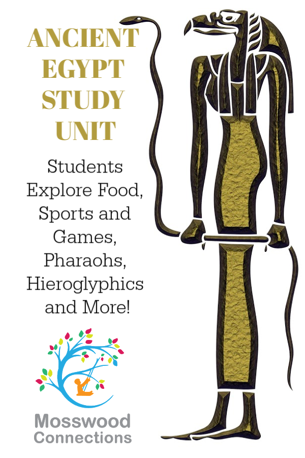 Discovering Ancient Egypt – Ancient Egypt Study Unit. Student explore food, sports and games, hieroglyphics, Pharaohs, weather and more! The Pharaohs Secret Teachers Resource Lessons and Activities - Bring History Alive Through Literature! #Intermediatereaders #historicalfiction #studyunit #mosswoodconnections #AncientEgypt #homeschooling #literacy