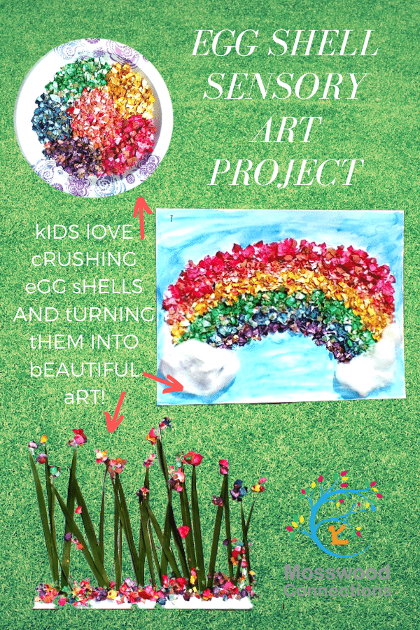 Egg-Shell Sensory Art Project #mosswoodconnections #sensory #artprojectforkids #spring