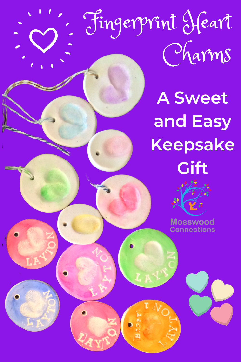 Fingerprint Charms Jewelry a Sweet Keepsake and Homemade Gift #mosswoodconnections #crafts #fingerprintart #homemade #kidmadegifts #Valentine'sDay #holidays