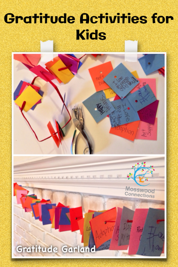 Gratitude Garland; Teaching Children About Expressing Gratitude #mosswoodconnections #gratitude #gratitudeactivity #parenting