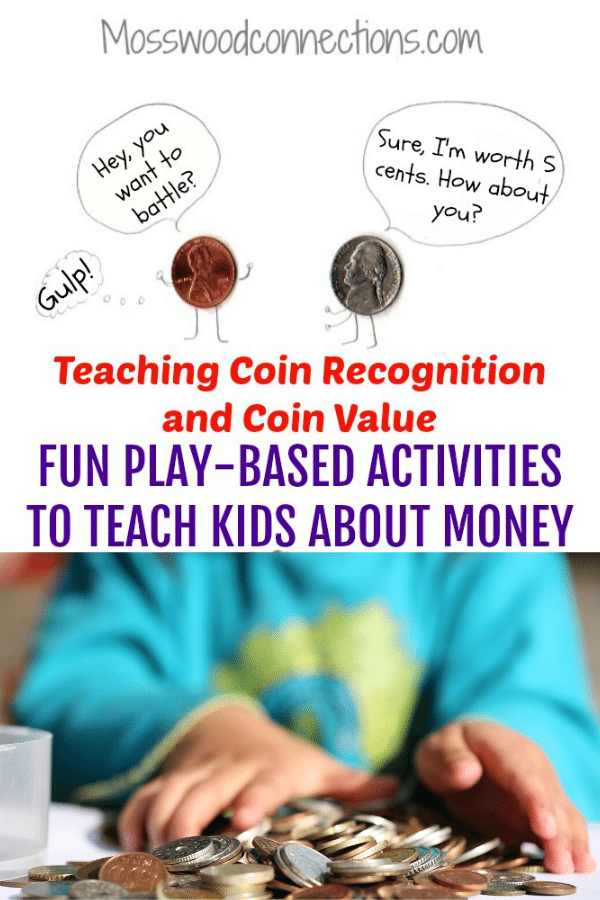 Active Hands-on Games for Teaching Coin Recognition and Coin Value #mosswoodconnections #money #coinrecognition #learningthroughplay #education #homeschool