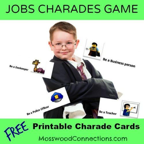 What Job Do You Want Charades Printable Game #mosswoodconnections #charades #confidentkids #pretend #bookextensionactivity