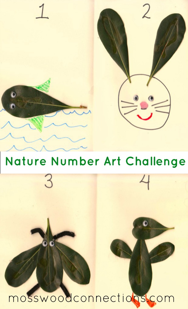 Nature Number Art Challenge Using Leaves #mosswoodconnections #natureart #crafts 
