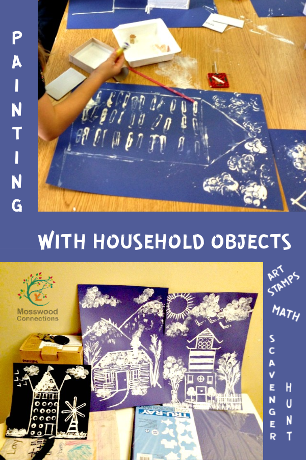 Paperclip Painting Math Art Activity; Painting with Found Objects #artproject #paintingwithkids #mosswoodconnections