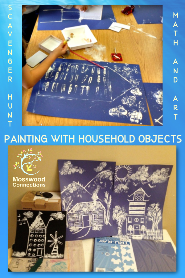 Paperclip Painting Math Art Activity; Painting with Found Objects #artproject #paintingwithkids #mosswoodconnections