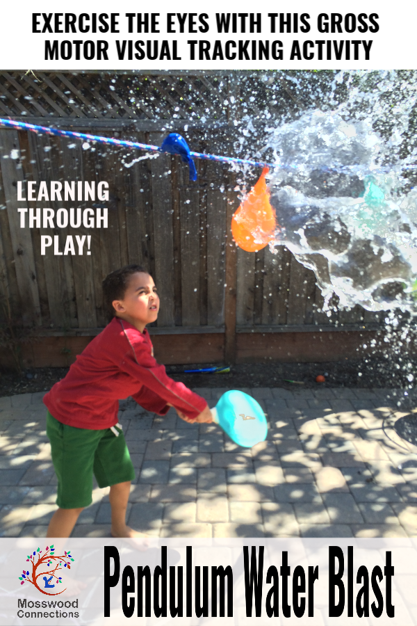 Pendulum Water Blast: a Visual Tracking Activity #mosswoodconnections #visiongames #visualtracking #grossmotor #sensory