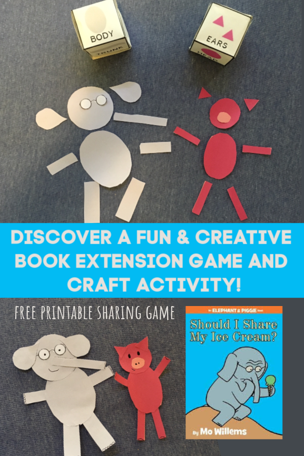 Piggie and Elephant Sharing Shapes Activity #mosswoodconnections #picturebooks #MoWillems #PiggieandElephant #Bookactivities #literacy