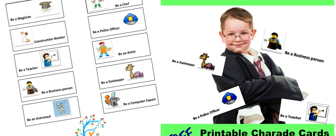 What Job Do You Want Charades Printable Game #mosswoodconnections #charades #confidentkids #pretend #bookextensionactivity