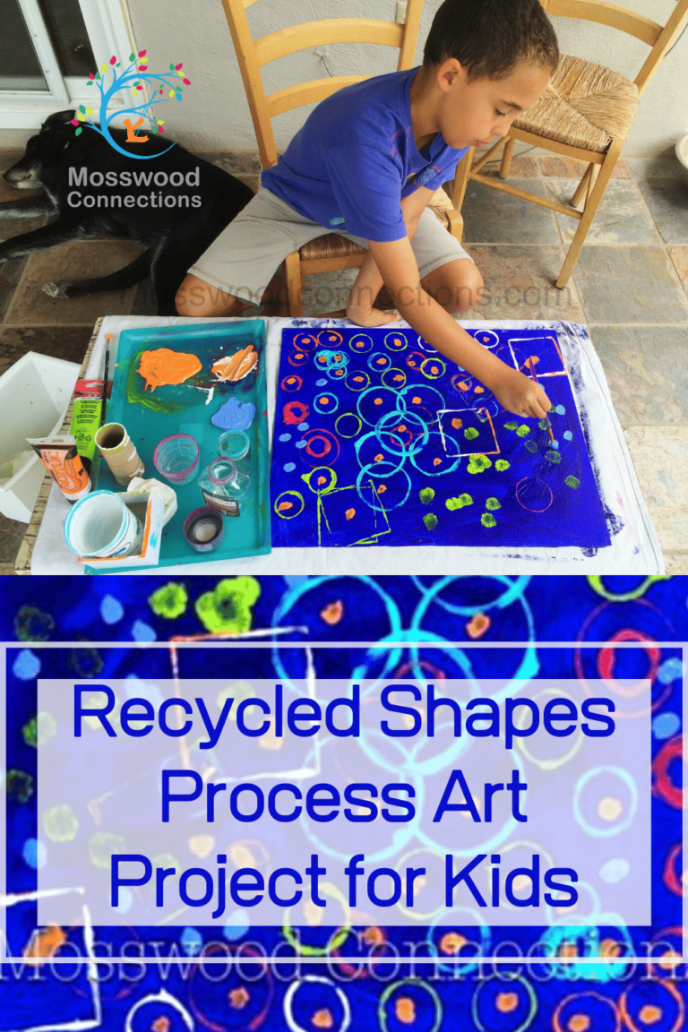 Recycled Shapes Art; A Process Art Activity for Kids #mosswoodconnections #processart #artprojects