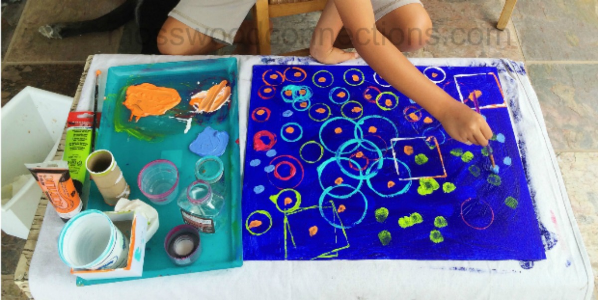 Recycled Shapes Process Art Project #mosswoodconnections #processart #sensory #preschool #artprojects