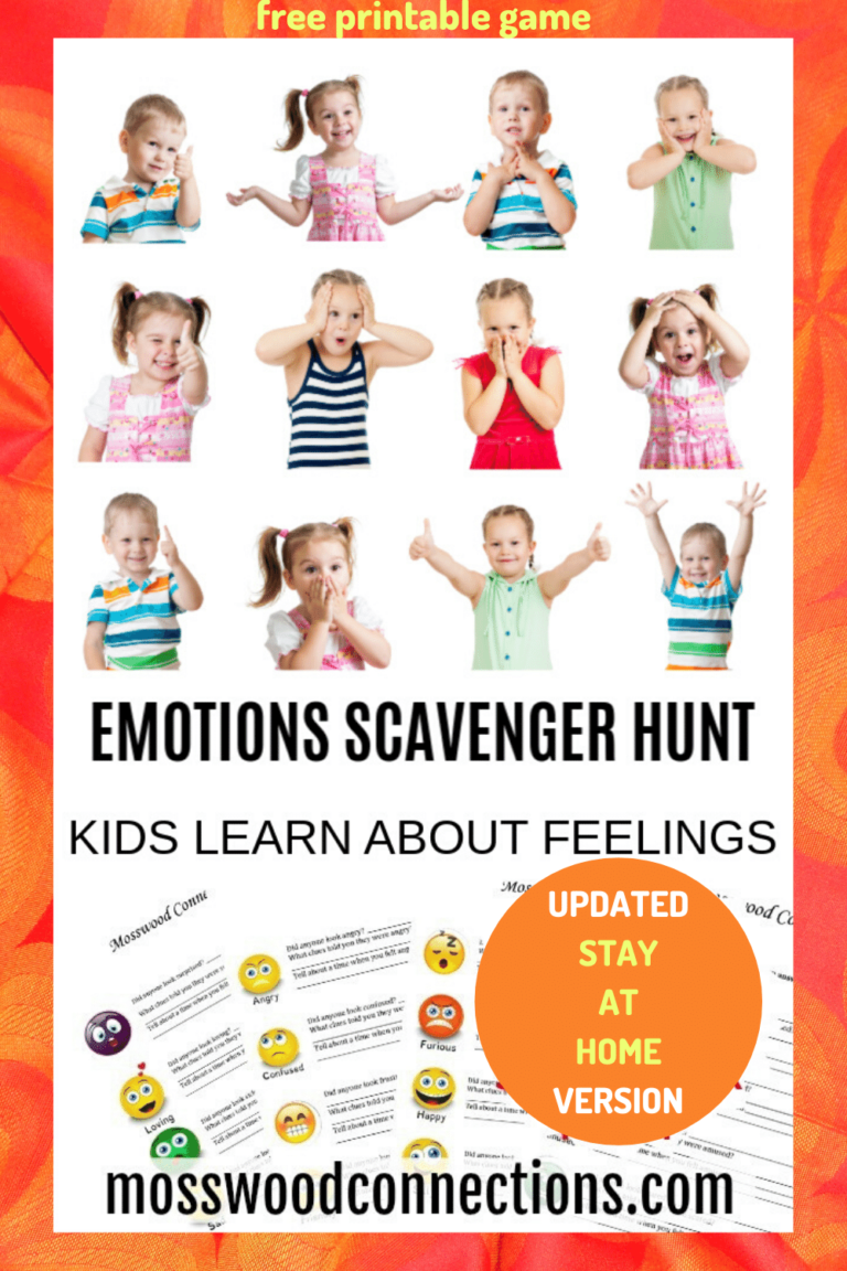 Feelings and Emotions Scavenger Hunt: A Social Skills Activity STAY AT HOME DURING THE CORONAVIRUS PANDEMIC FEELINGS AND EMOTIONS SCAVENGER HUNT#mosswoodconnections #autism #socialskills #feelings #scavengerhunt #printablegame