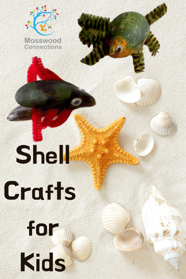 Shell Critters Craft Project #mosswoodconnections #craftsforkids #shellart