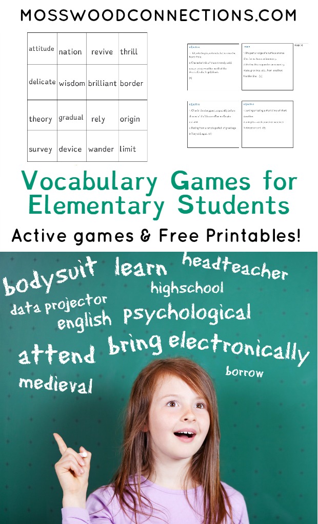 Vocabulary Games for Elementary Students #mosswoodconnections #education #vocabulary #homeschooling #elementaryschool