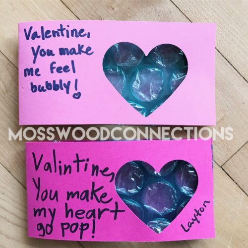 Easy Peasy Bubble Wrap Valentines #Valentines #non-candyvalentine #mosswoodconnections #sensory