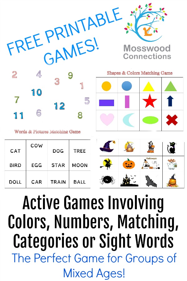 4 DIY Busy Box Matching Games packed full of skills! Matching, numbers, counting, sight words, gross motor, categories and more! #mosswoodconnections #education #matchinggames #sensory #preschool