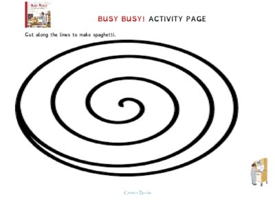 Busy Busy Spaghetti Activity Page #mosswoodconnections #picturebooks #toddlers #activitiesfortoddlers #freeprintables #coloringpage #bookunit 