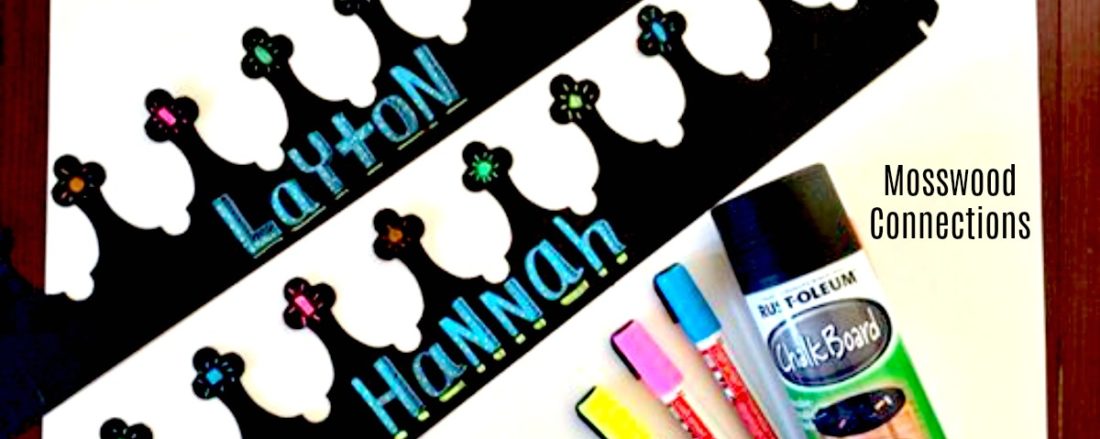 CHALKBOARD CROWNS-HANDWRITING ACTIVITY #mosswoodconnections #craftsforkids #finemotor #preschool #upcycledcrafts