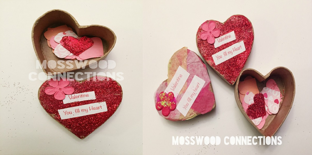 Confetti Heart Boxes Non-Candy Valentines #mosswoodconnections #Valentines #crafts #noncandyvalentine #holidays #DIYfidgettoy #sensory