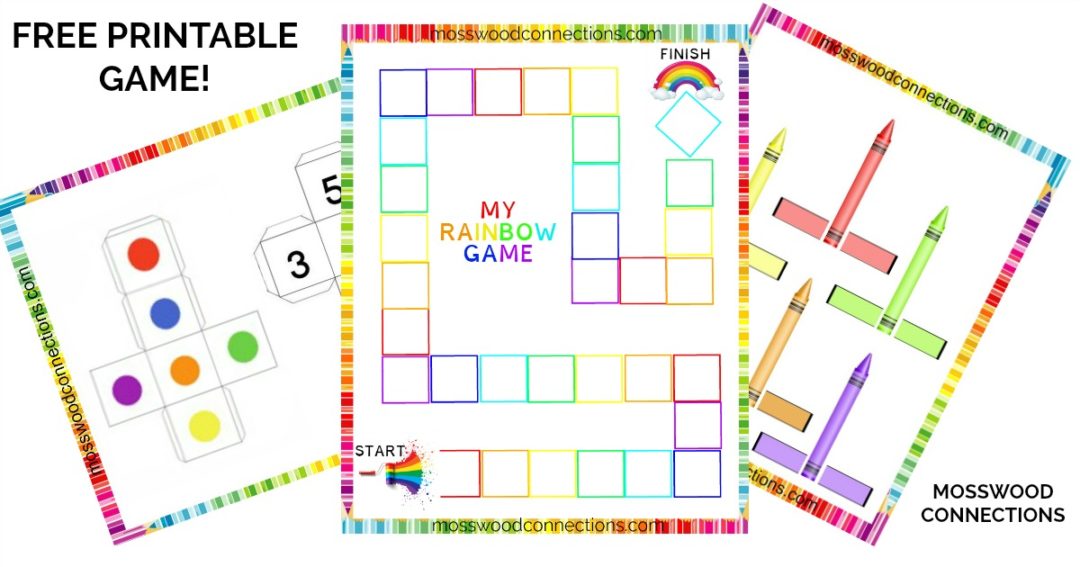 DIY Colors and Numbers Cooperative Rainbow Game Includes Free Printable Game #mosswoodconnections #visualprocessing #visionskills #DIYtoy #ISpyGame #recycledtreasure