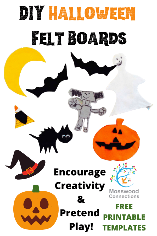 DIY Felt Boards Build Language Skills; Including a Free Printable Template #mosswoodconnections #finemotor #pretend #FeltBoard #Halloween