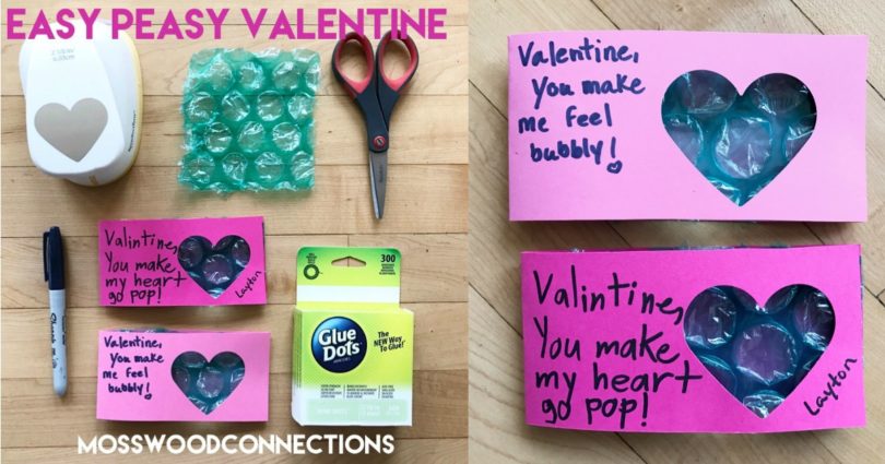 Easy Peasy Bubble Wrap Valentines #Valentines #non-candyvalentine #mosswoodconnections #sensory