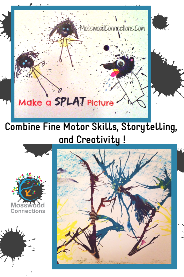 Make Your Own Splat Picture: Fine Motor Fun! #mosswoodconnections #artprojectsforkids #finemotor #preschool #breathsupport