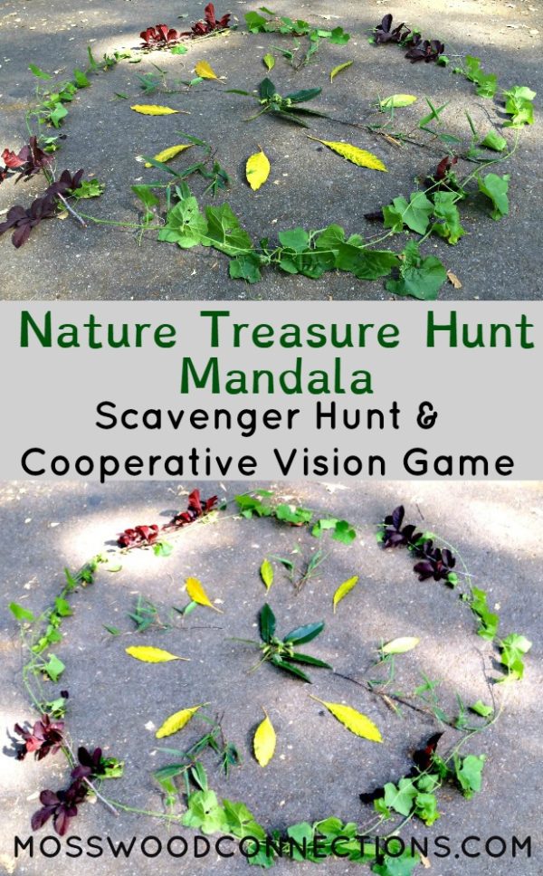 Nature Treasure Hunt Mandala Scavenger Hunt & Visual Processing Activity #mosswoodconnections #visualprocessing #visionskills #mandala #outdoorgames