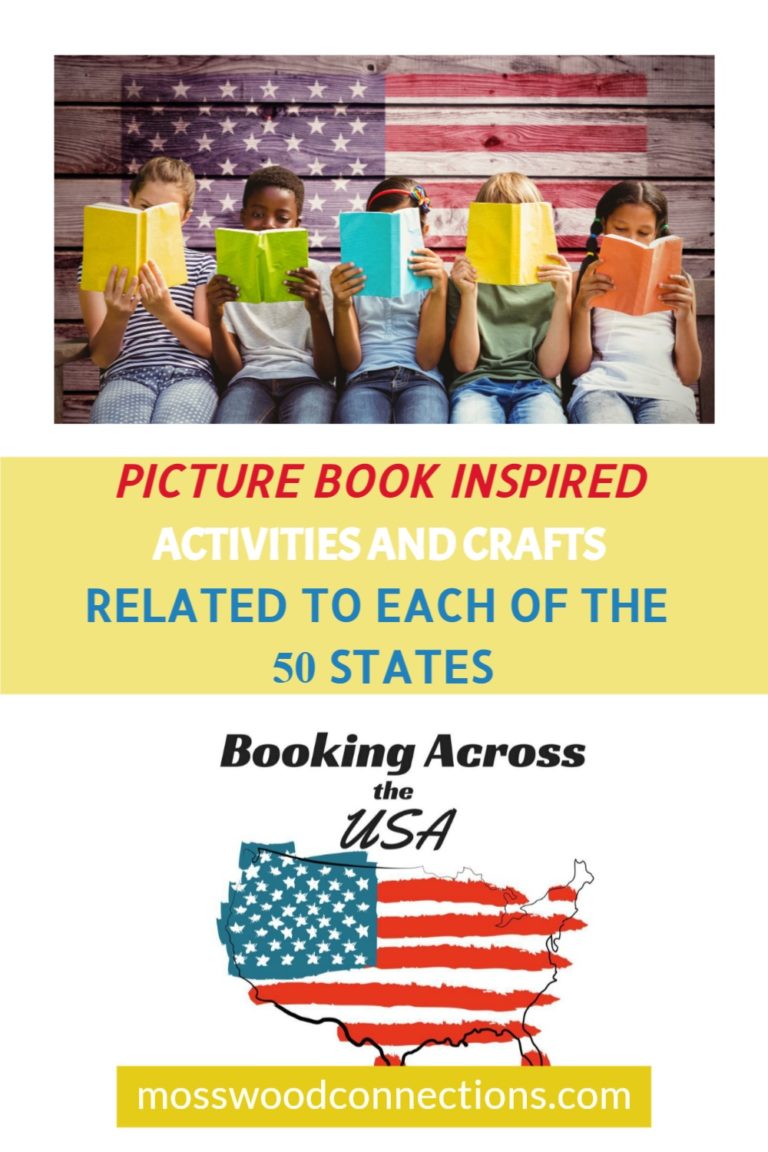 BOOKING ACROSS THE USA: Book Inspired Activities and Crafts Related to Each of the 50 States #mosswoodconnections #picturebooks #crafts #homeschooling #education 