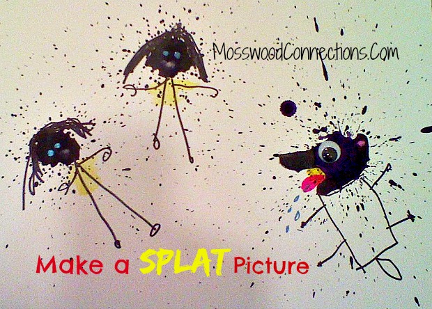 Make Your Own Splat Picture: Fine Motor Fun! #mosswoodconnections #artprojectsforkids #finemotor #preschool #breathsupport