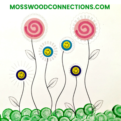 Sticker and Dot Markers Fine Motor Art Project #mosswoodconnections #pincergrip #keepthekidsbusy #finemotor #dotmarkers #stickerfun