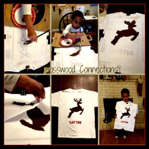 T-Shirt Stencils are an easy way to decorate t-shirts for any occasion. #mosswoodconnections #craftsforkids #t=shirtdecorating #holidays