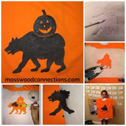 T-Shirt Stencils are an easy way to decorate t-shirts for any occasion. #mosswoodconnections #craftsforkids #t=shirtdecorating #holidays