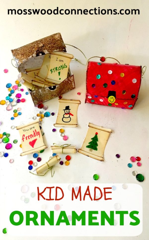 Treasuring Memories With a Kid-Made Treasure Box Ornament #mosswoodconnections #kid-madedcorations #ornaments #crafts #holidays 