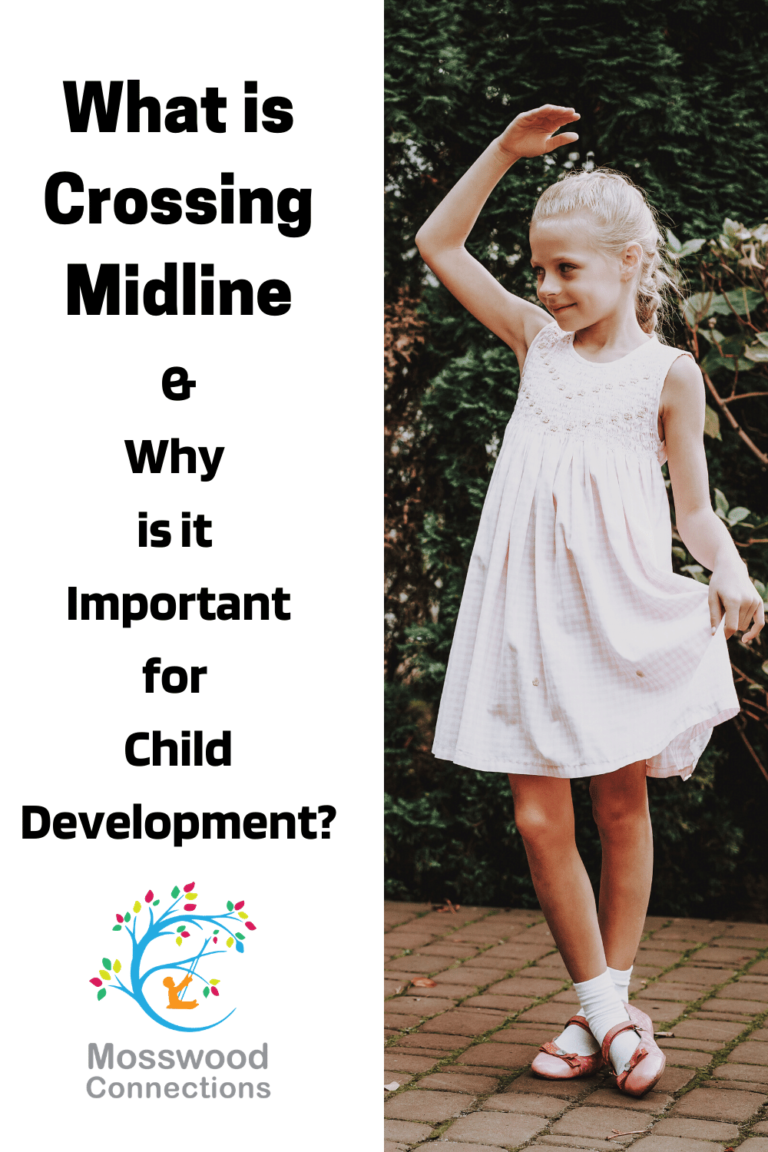 Crossing Midline is Important for Child Development #mosswoodconnections #grossmotor #sensory #childdevelopment #crossingmidline 