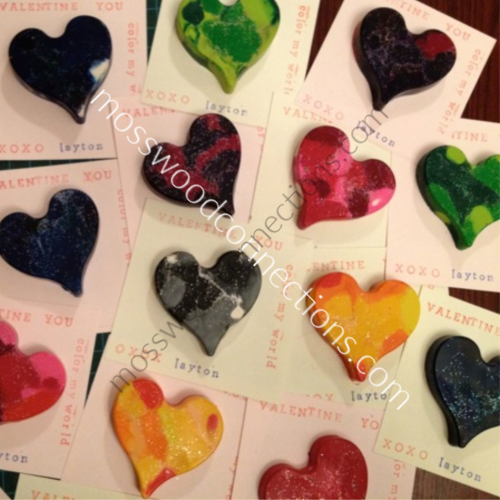 Rainbow Crayons #mosswoodconnections #Valentines #crafts #non-candyvalentine #holidays #DIYfidgettoy #sensory