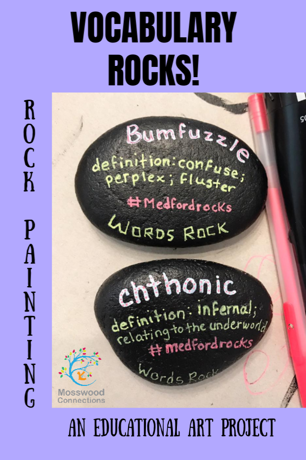 Vocabulary Rocks- Turn Rock Painting into a Vocabulary Game #mosswoodconnections #rockpainting #vocabulary #educational #artproject