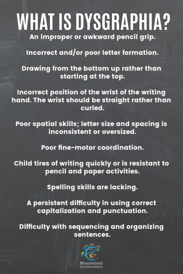 Dysgraphia Infographic_ Symptoms, Treatment, and Accommodations #mosswoodconnections #parenting #dysgraphia #handwriting #finemotor #learningdisability