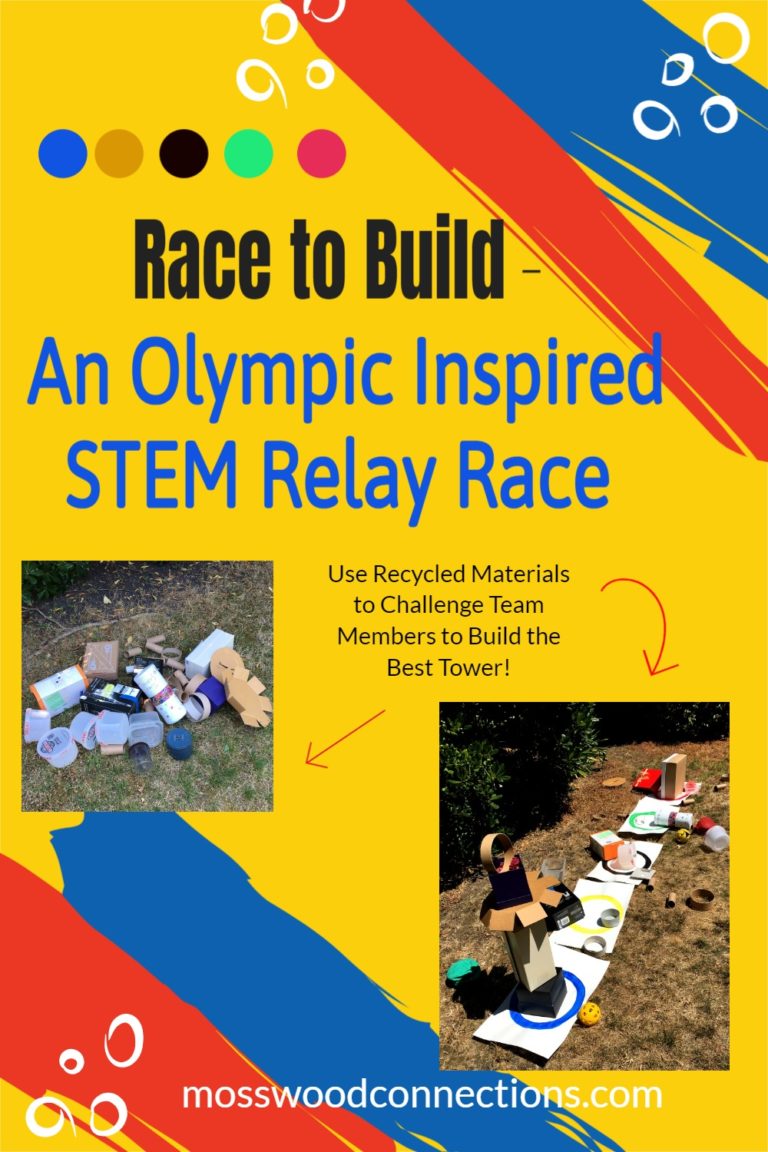 Race to Build: an Olympic Inspired STEM Relay Race #mosswoodconnections #grossmotor #STEM #Olympicactivity