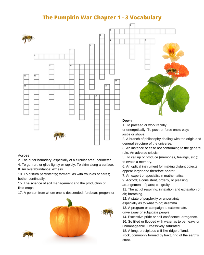 The Pumpkin War Crossword Puzzle #mosswoodconnections #coloringpage #thepumpkinwar